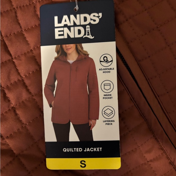 Lands End Quilted Hooded Jacket in Rust Women Small NWT - Picture 2 of 4